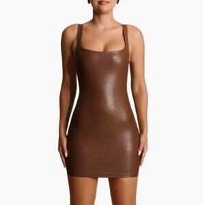 Naked Wardrobe Shimmering Brown Mini Dress